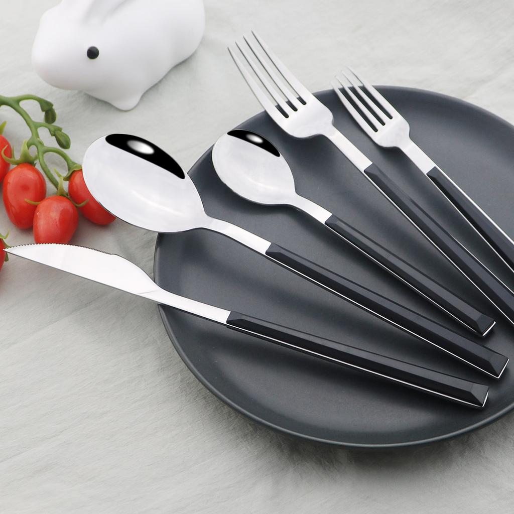 16/24/30Pcs Gold Imitation Wooden Handle Dinnerware Cutlery Set Stainless Steel Tableware Knife Fork Spoons Silverware Western Flatware