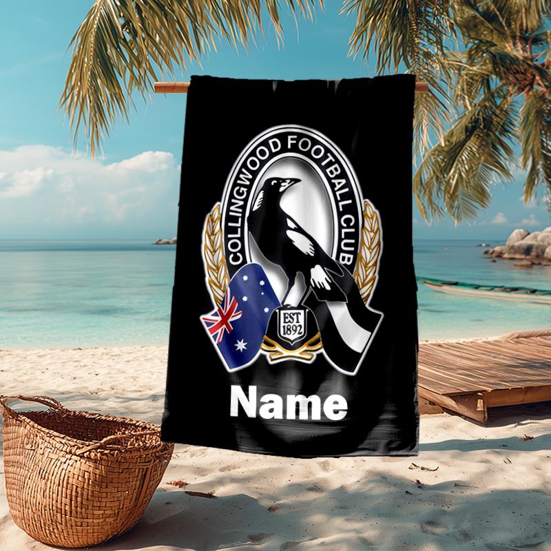Custom Name Ultra-Soft Beach Towel with AFL Theme,Ideal for Pool - Camping, Diving - Perfect Travel Essential, Vibrant Beach Towel.