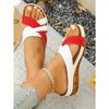Color-Blocked Wedge Sandals for Women - Plus Size 2025 Summer New Arrival Thick-Soled Cross-Strap Beach Sandals