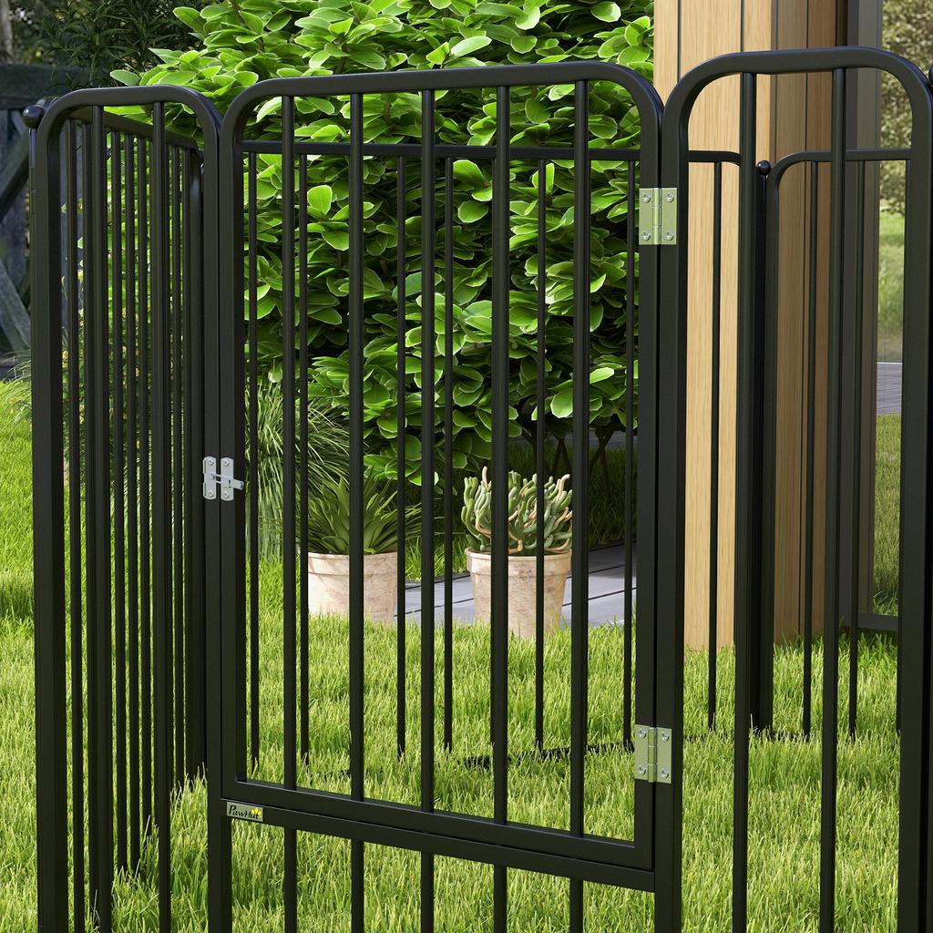 6-Panel Modular Dog Playpen for Indoor and Outdoor, In Steel, 164x83x80 Cm, Black