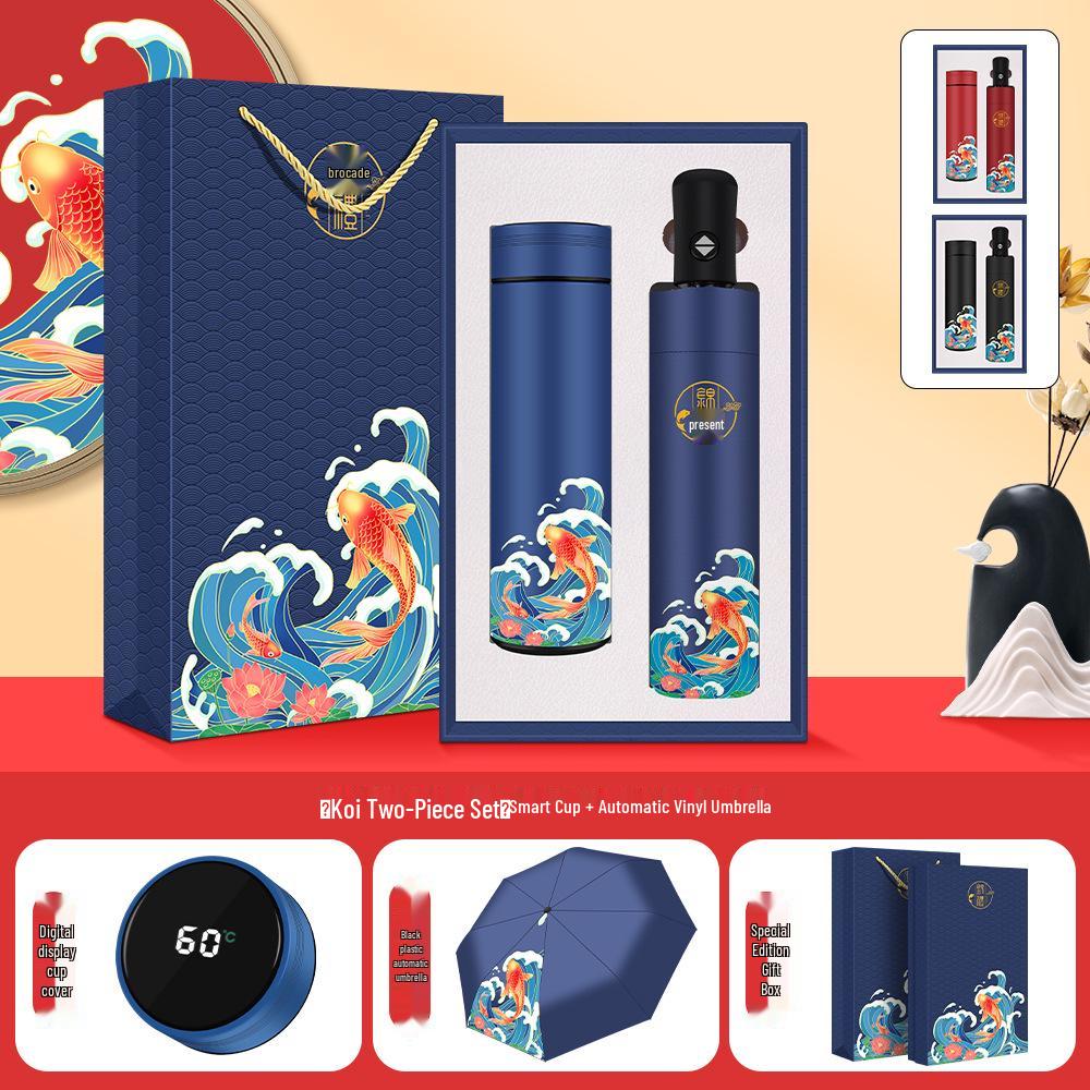 High-End Dragon Boat Festival Thermos Gift Set - Luxurious Business Souvenir for Anniversaries and Events