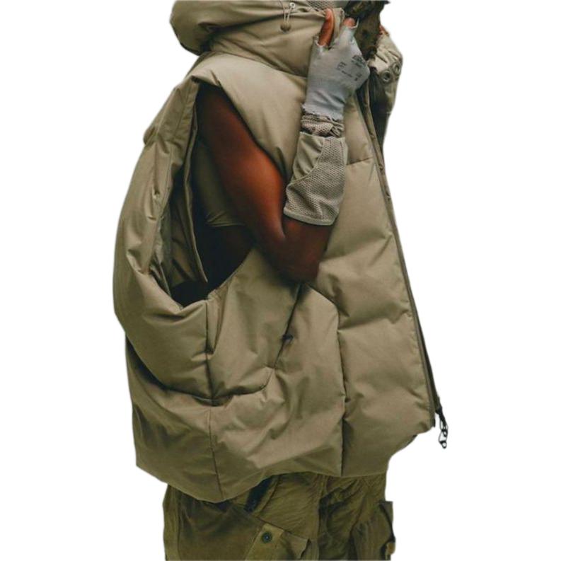 Adidas Originals X Hamcus FW23 Solid Color Three-Stripe Logo Zip-Up Hooded Down Jacket Unisex Outerwear Khaki IY5050