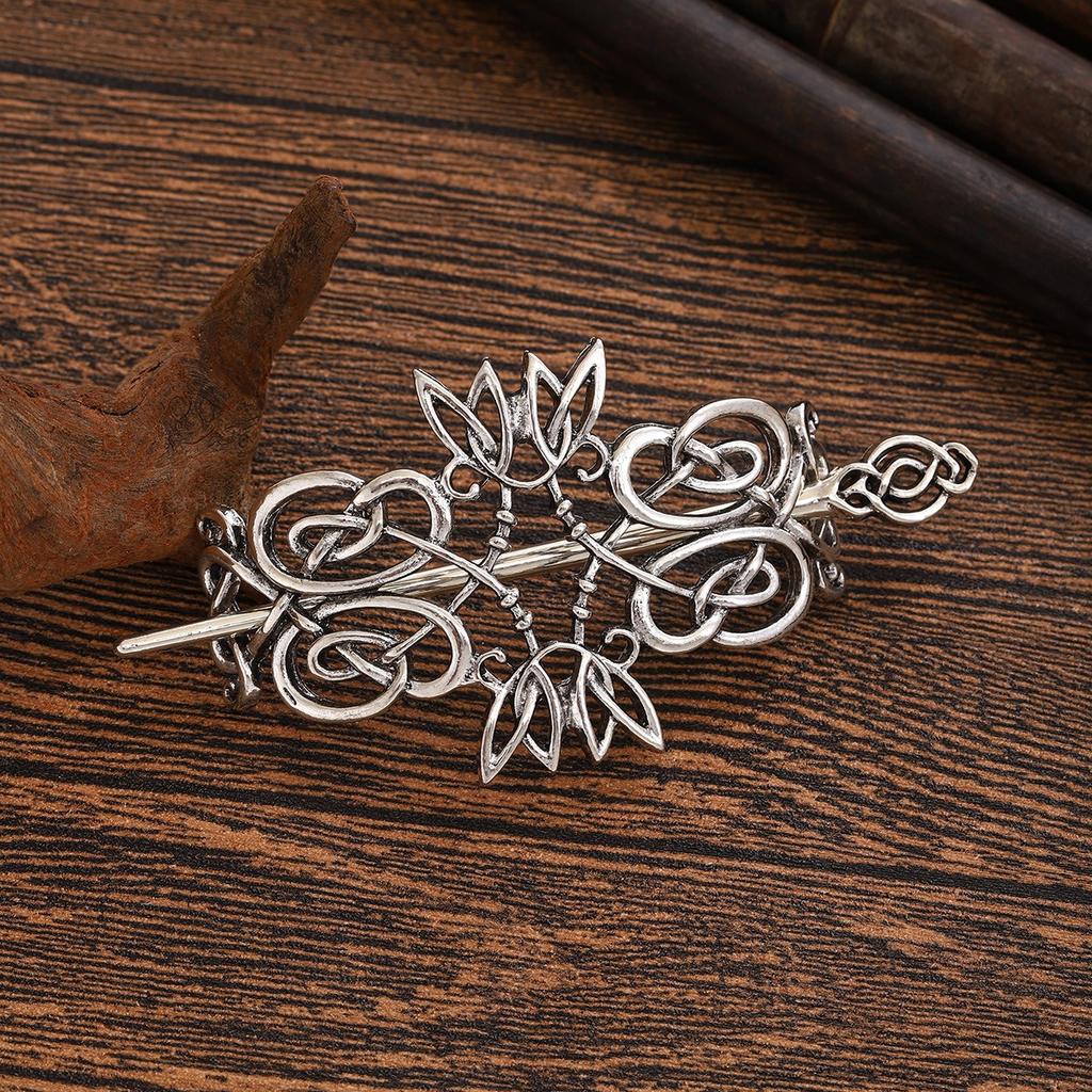 1pc Retro Metal Flower Leaf Wrapped Hairpin Niche Celtic Pattern Hairpin Medieval Style Retro Party Personalized Headwear