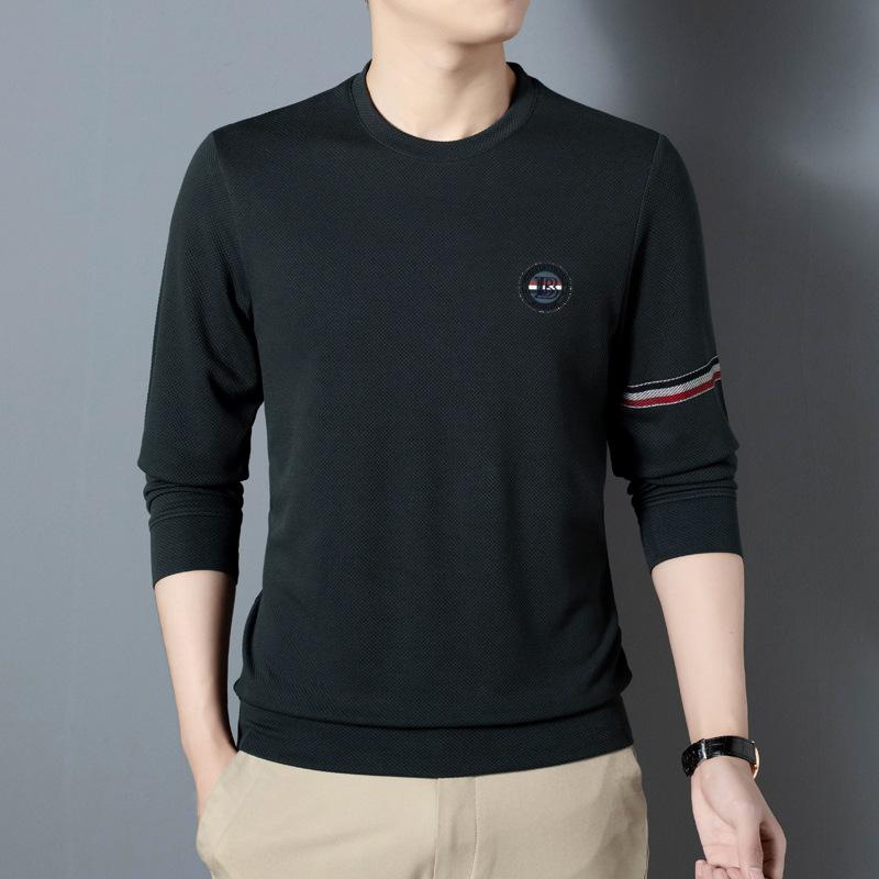 Men's Autumn Round Neck Long Sleeve T-shirt Men's Fashion Korean Style Young and Middle-aged Casual Simple Men