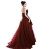 Bridal toast 1011 new women's summer tube top burgundy waist thin long wedding banquet engagement evening dress