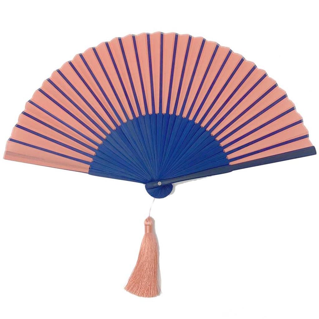 Nishikawa Shouroku Shoten Folding Summer with Fan Pink and Day Pop Summer Folding Fan Fan, Style, Case, Two-Color Bicolor, Women's, byCOLOR, Navy,
