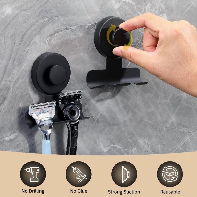 Stainless Steel Razors Holder Shower Organizer With Multiple Hooks For Razors Towels And Bath Accessories