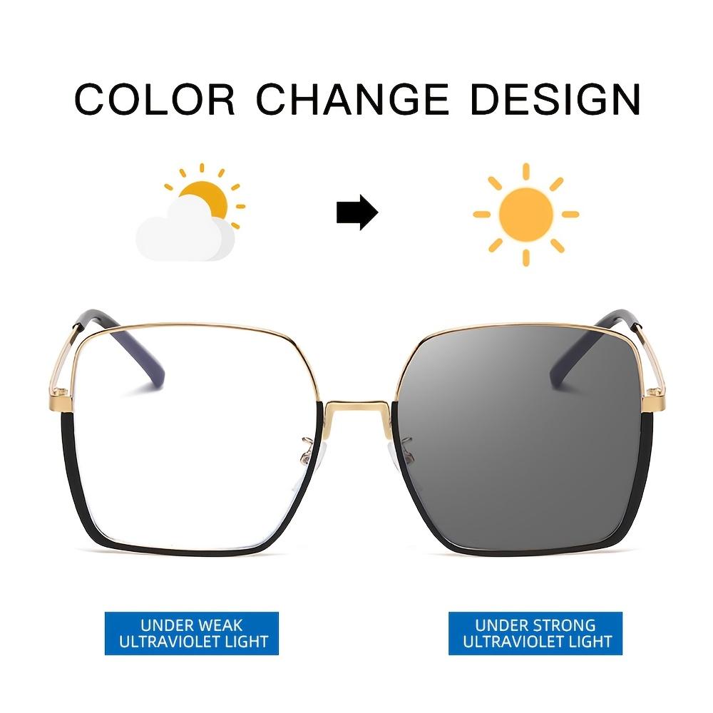 1Pcs New High-End Metal Frame Women'S Fashion Day And Night Dual-Use Photochromic Sunglasses Anti Blue Light Glasses