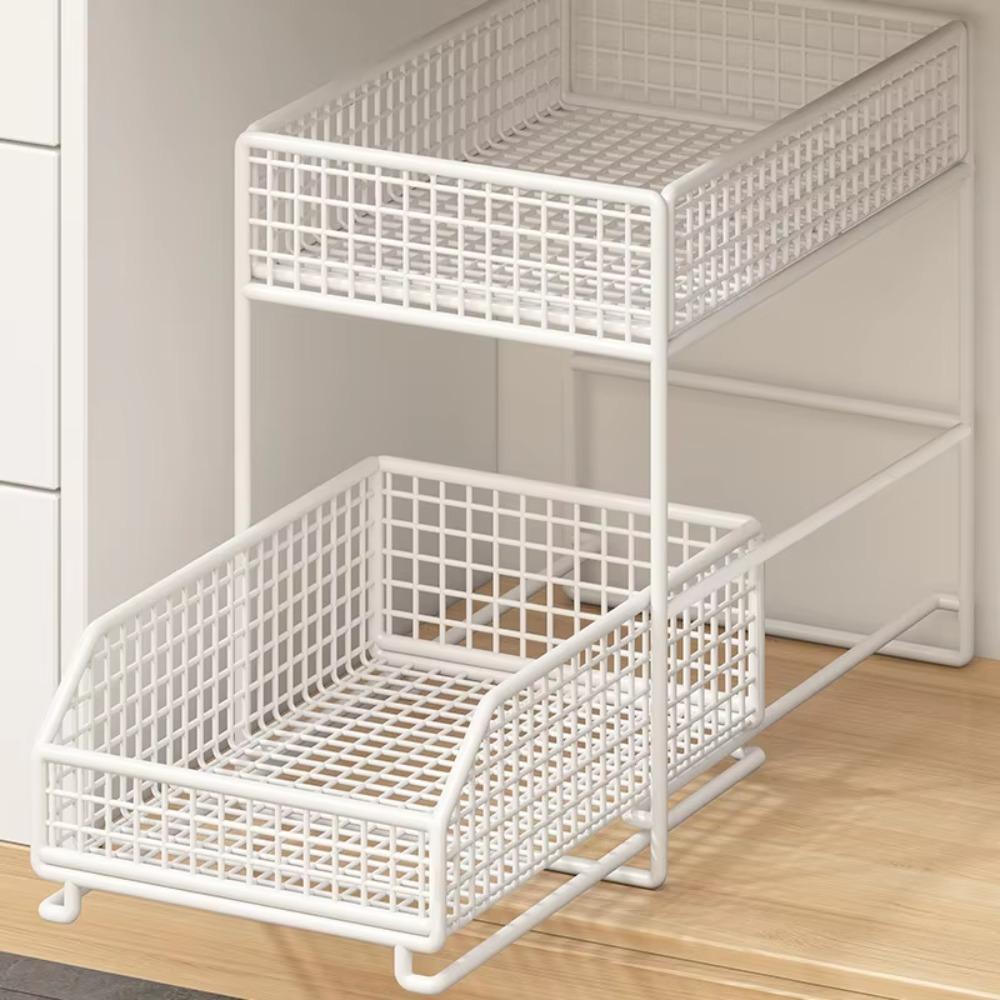 2 Tier Pull-Out Storage Rack with Drawers Countertop Storage Rack Home Organization