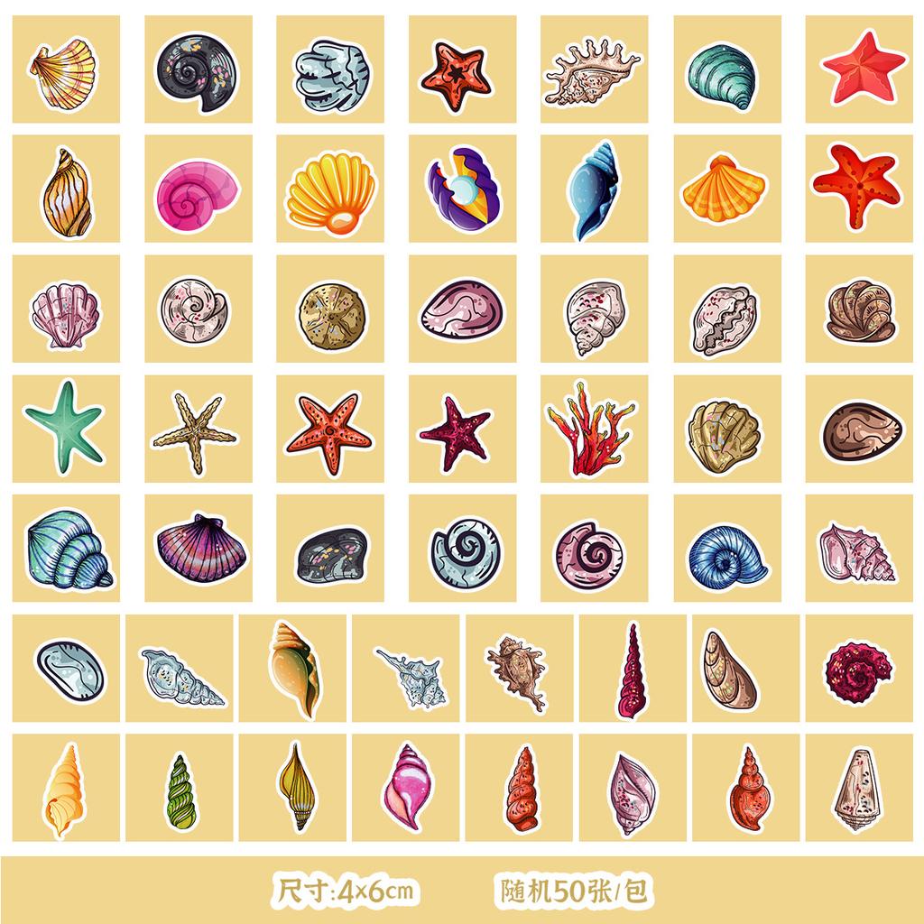 50/100 Sheets of Marine Series Stickers Mobile Phone Water Cup Waterproof Decorative Stickers Children's Hand Account DIY Stickers