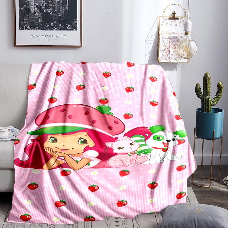 Straw-berry Friends Blanket Lightweight Flannel Bedding Blanket Perfect for Travel, Camping, Living Rooms, Offices, Sofas, Fan Christmas gift