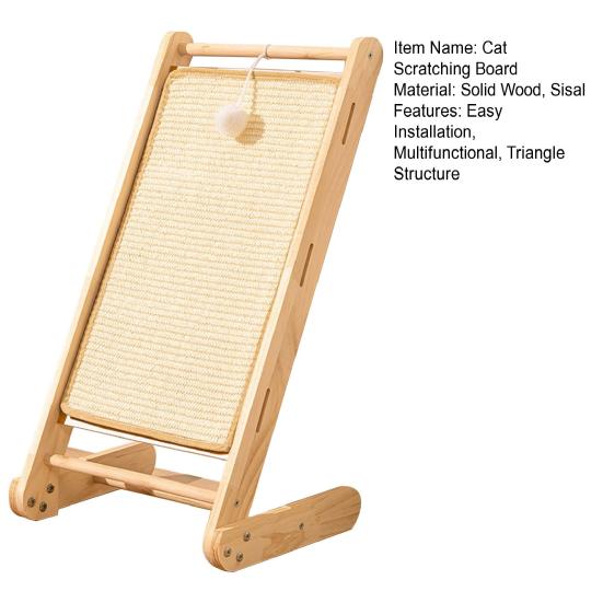 Angled Cat Scratcher Sisal Cat Scratch Ramp Tilted Cat Scratching Board with Toy Balls for Indoor Cats Kitties Home Furniture Protection