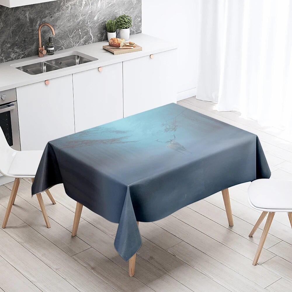 

Красивая скатерть с изображением оленя, ночной туман, противообрастающая водонепроницаемая прямоугольная скатерть для кухонного стола, украшение для дома 40x70cm