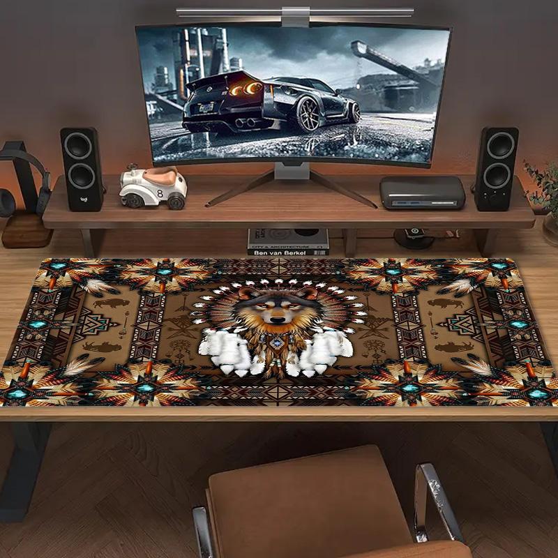Indian Wolf Color Mouse Pad Large Gaming Table Cushion Non-slip Laptop Tablet Big Mousepad XXL Mat Mini PC Playmat With Lock Edge