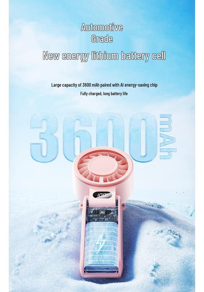 2026 High-Speed Portable Neck Fan: 100 Speeds, USB Rechargeable, Foldable, Strong Wind