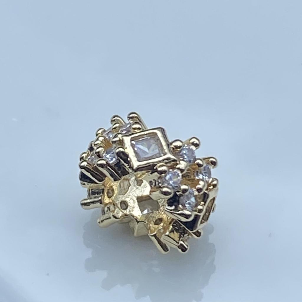 Elegant Double-Row Large Hole Barrel Bead with Crystal and Zircon Inlay for Jewelry Making