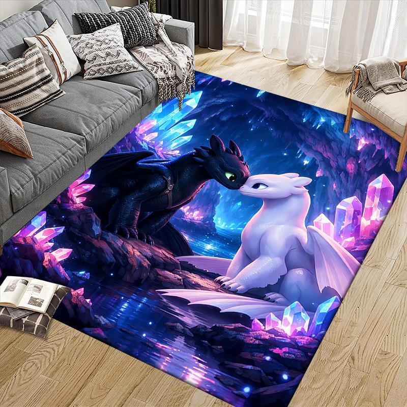 How To Train Your Dragon Toothless & Light Fury (2) Area Rug, HTTYD Fan Cozy Carpet, Great Gift.chl