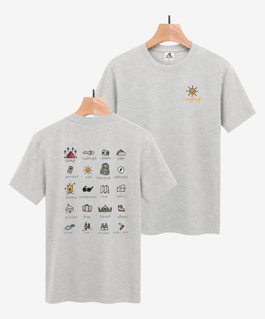 Embeullug Premium Cotton Spandex Round Short Sleeve T-Shirt For Camping Trip (5 Colors) (Type B)