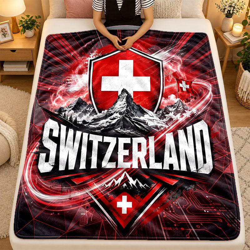Flaneldecke Schweiz Fußball Warm Weich Überwurfdecke für Innen Sofa Bett Wohnzimmergebrauch