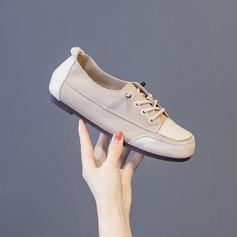 

Туфли на плоской подошве Белые туфли Кожаные женские туфли 40 абрикосовый