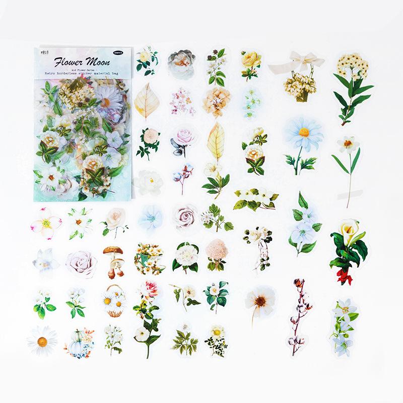 100Pcs/pack Vintage Botanical Stickers Aesthetic Flowers Handmade Material Decorative Stationery Sticker
