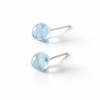 S925 Sterling Silver Aquamarine Stud Earrings, Natural Ice Blue Round Bead Minimalist Jewelry, Mindful Everyday Wear, Ear Stacking