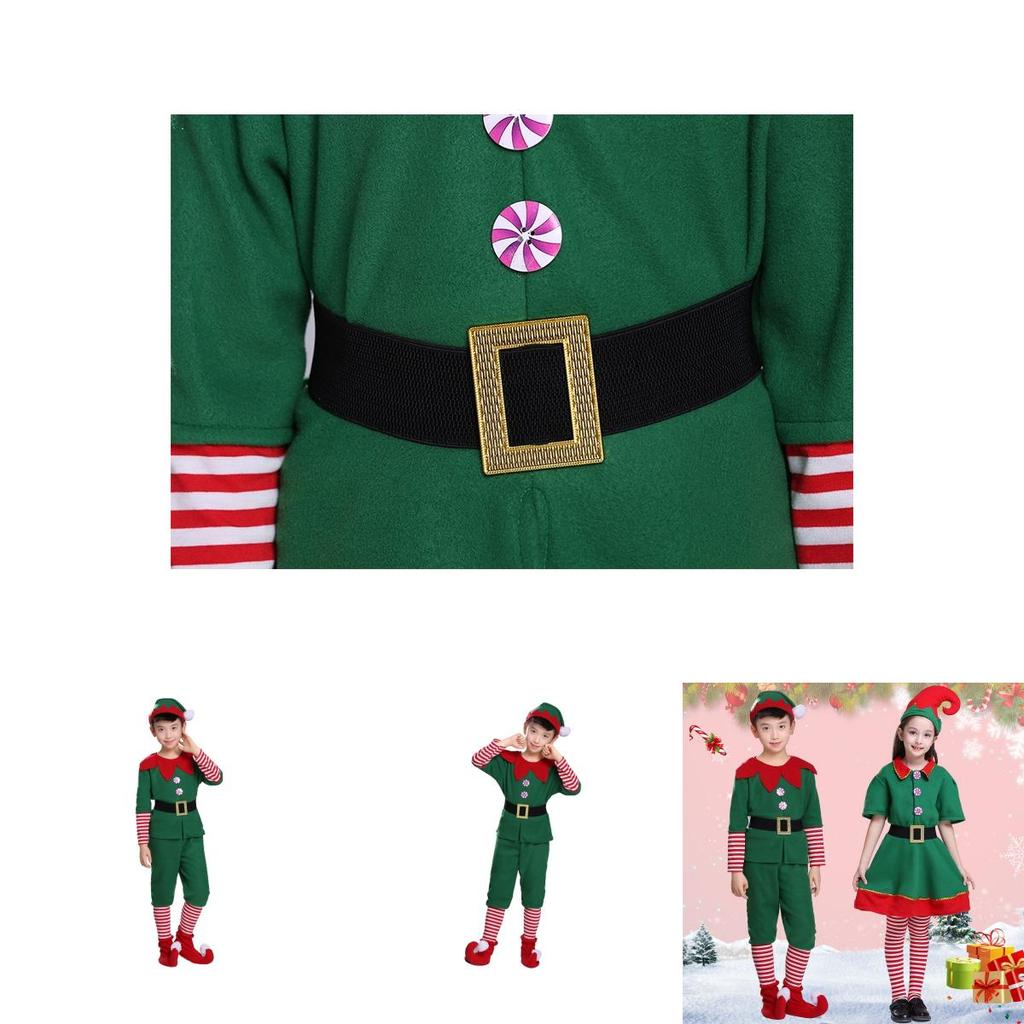 Hochwertiges Weihnachtself Kostüm Set für Kinder für Weihnachtsfeiern Cosplay Rollenspiel