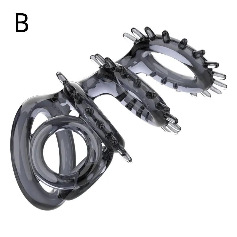 Männlicher Penisring Hoden Bondage Verzögerung Ejakulation Sexspielzeug für Männer Paare Flirten Spiele für Erwachsene Weich Wiederverwendbar