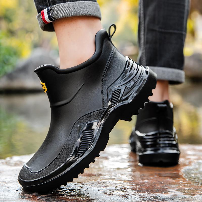 Men's Waterproof Work Rain Boots for Fishing Gardening Car Wash Indoor Kitchen Rubber Shoes Durable Comfortable