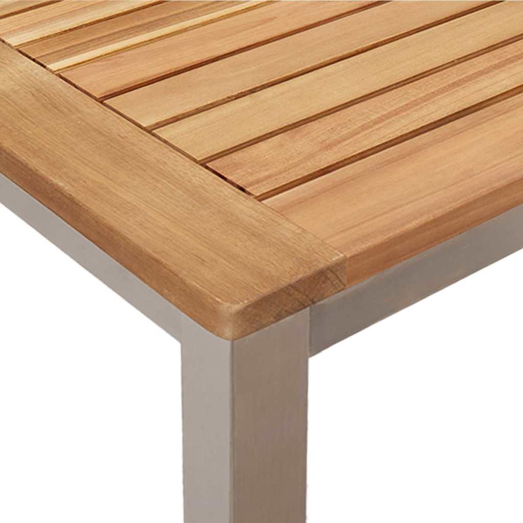 Garden Dining Set 5 Pcs Solid Acacia Wood and Stainless Steel
