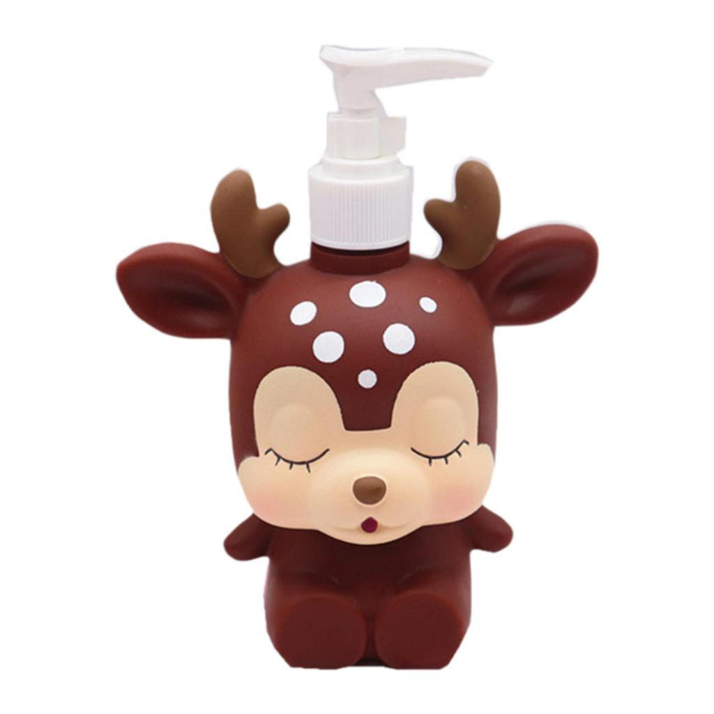 Cartoon Vinyl Lotion Bottle with Pump for Kids Refillable Soap Dispenser Bathroom Accessories Set Pink