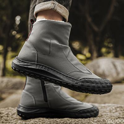 Zimní trend s plyšovými vysokými pracovními botami pro muže, univerzální bavlněné boty, protiskluzové sportovní teplé pánské vulkanizované tenisky