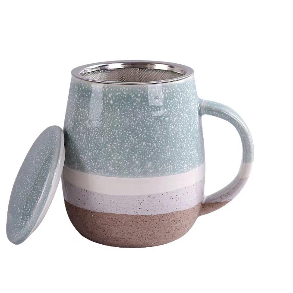 Ceramic Tea Separation Cup with Filter and Lid Milk Mug Multifunctional Water Cup  Breakfast
