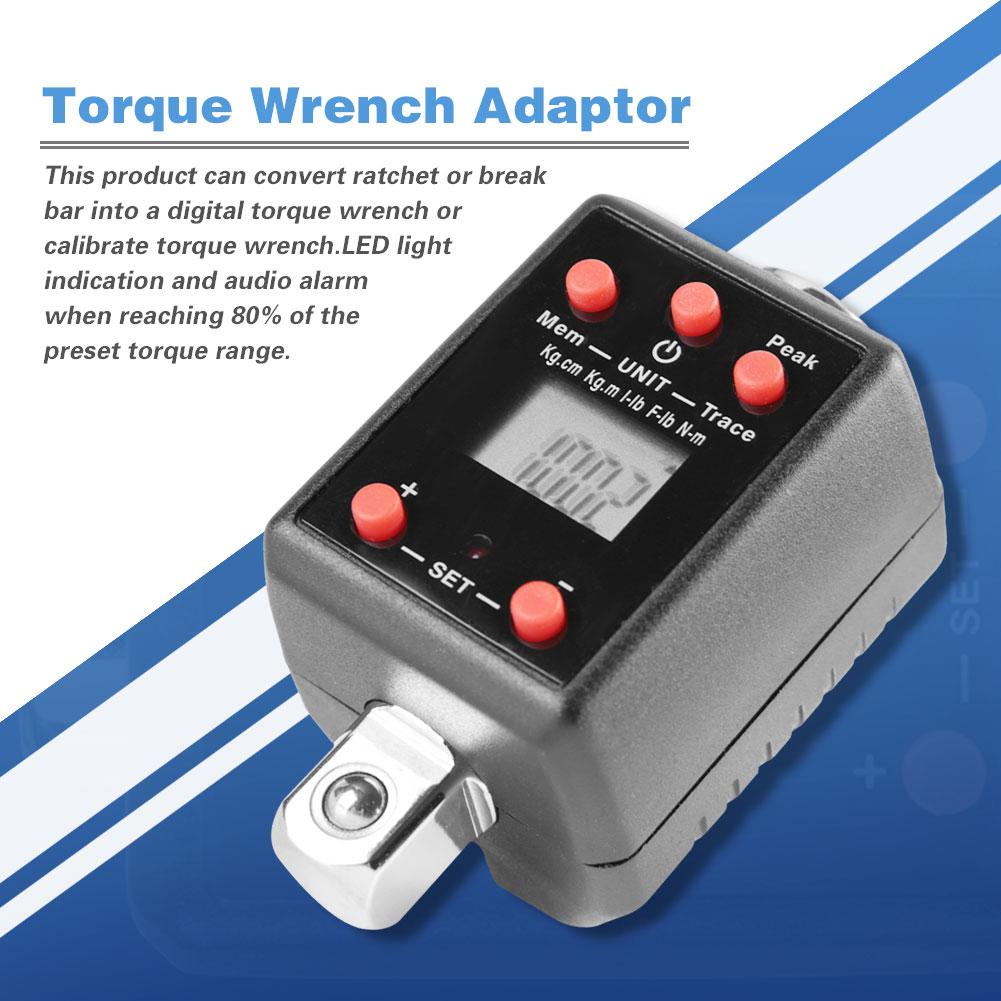 1 2  Drive 10 200Nm Digital Torque Wrench Adaptor with 1 4  & 3 8  Socket Adapter