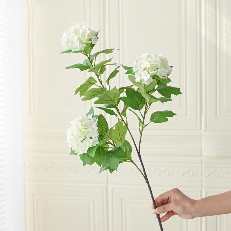 3 Heads Artificial Hydrangea Bouquet Faux Silk Hydrangea Flowers Summer Floral for Home Wedding Table Centerpiece Party Decor