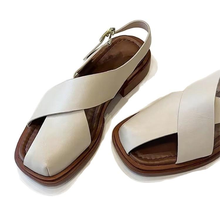 

Lightweight retro bag head casual versatile sandals women s 2025 new hollow square head thick heel Roman cool slippers 35