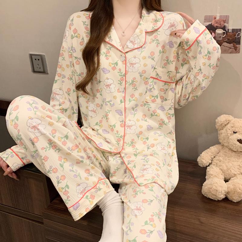 Mädchen Frühlings Revers Strickjacke Pyjama Set – Bequeme Hauskleidung