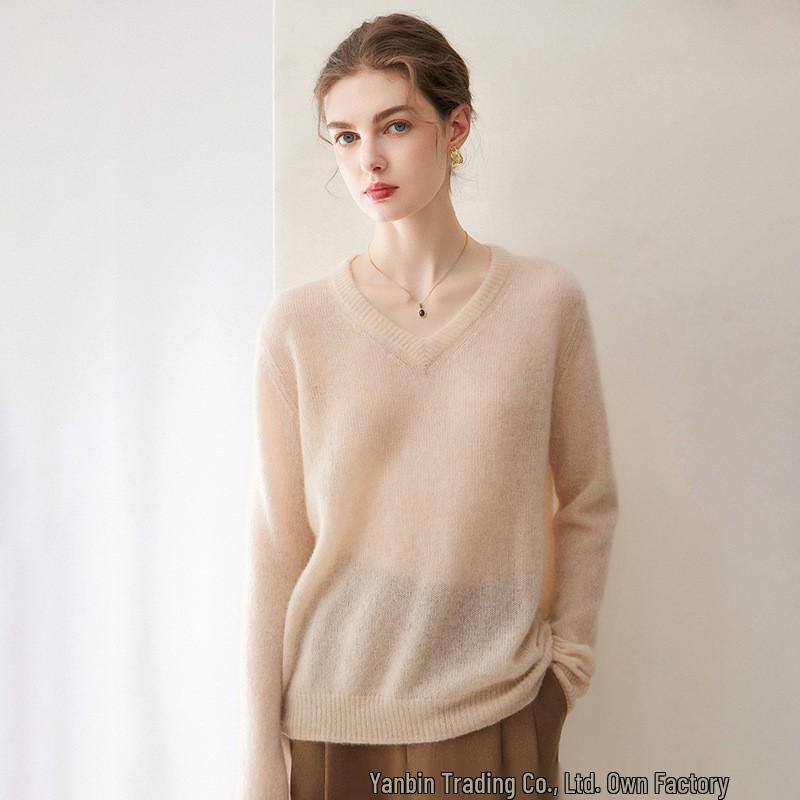 Damen Kaschmirpullover mit V-Ausschnitt - Einfaches & Vielseitiges Basic-Oberteil