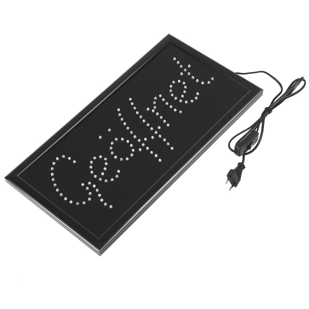 1pc Large Bright LED Shop Sign Board Neon Light Window Door Hang Sign Geoffnet (Yellow)