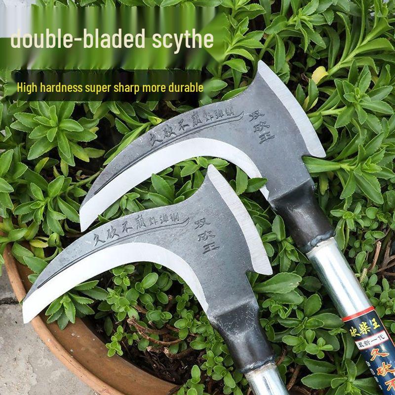 High Manganese Steel Double-Edged Sickle: Multi-Functional 1m Outdoor Brush Knife for Grass, Firewood, and Tree Cutting.