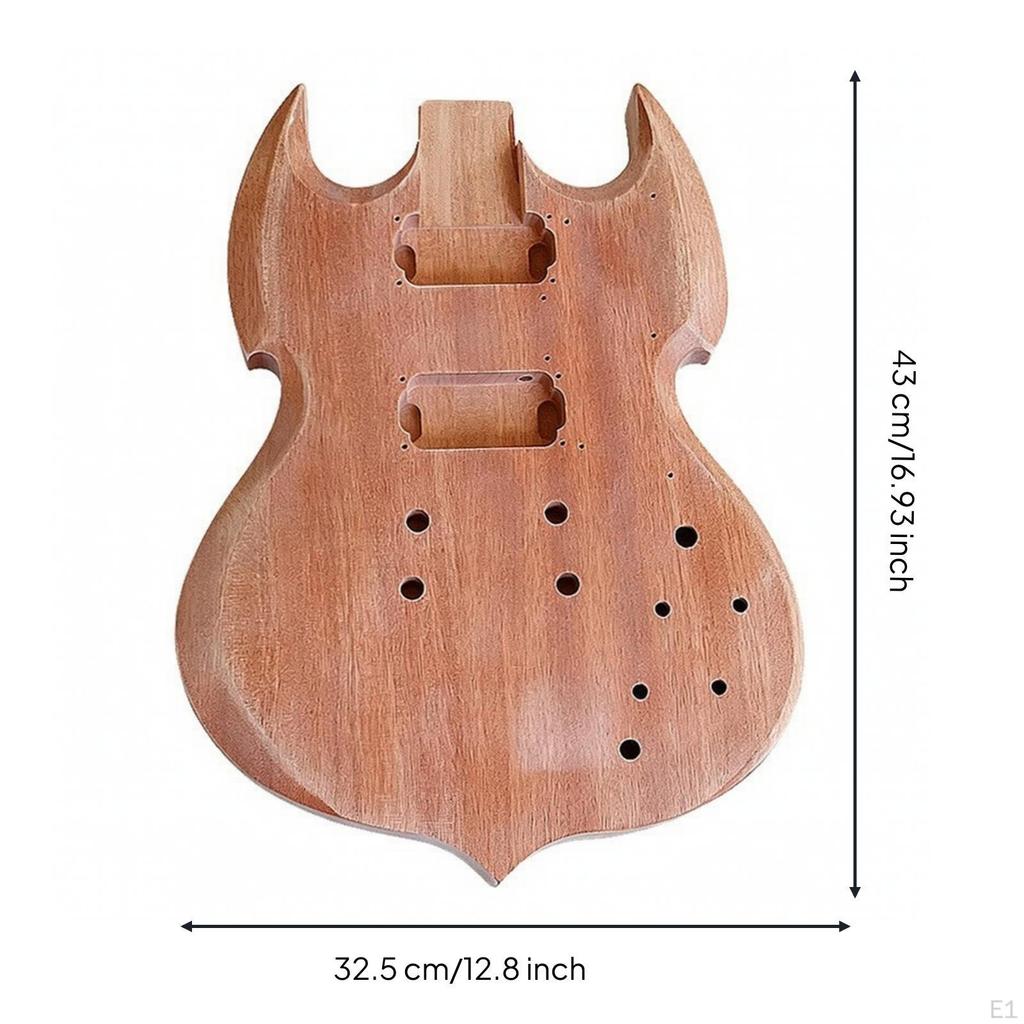 DoubleContoured Unfinished Guitar Body | cut Pickup Cavities, PreDrilled Mounting Holes, Electric