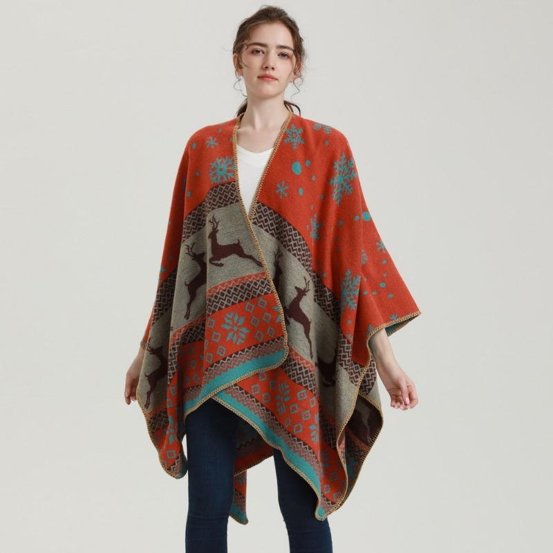 Simple and High-end Shawl Grassland Yunnan Shawl Cape with Cape Imitation Cashmere Scarf