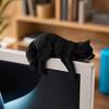 DYS Cute Cat Figurine Computer Monitor Decor, 3D Printed Screen TV Topper, Small Kitten Car Dashboard Ornament for Rearview Mirror, Office Desk