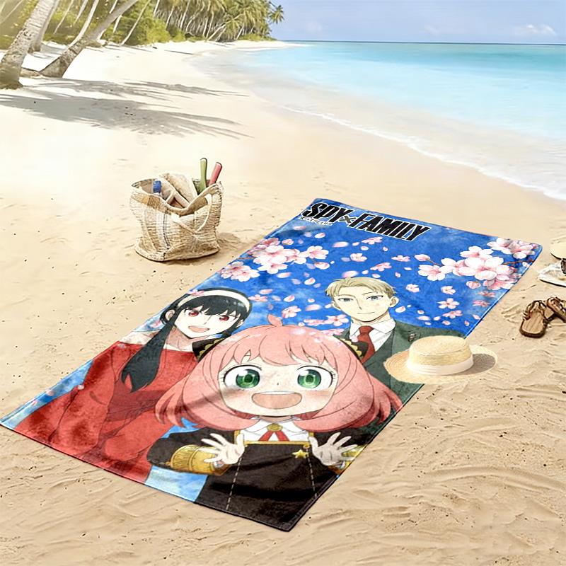 Spy x Family Print Beach Towel, Large Soft Quick Dry Towel for Beach Camping Swimming