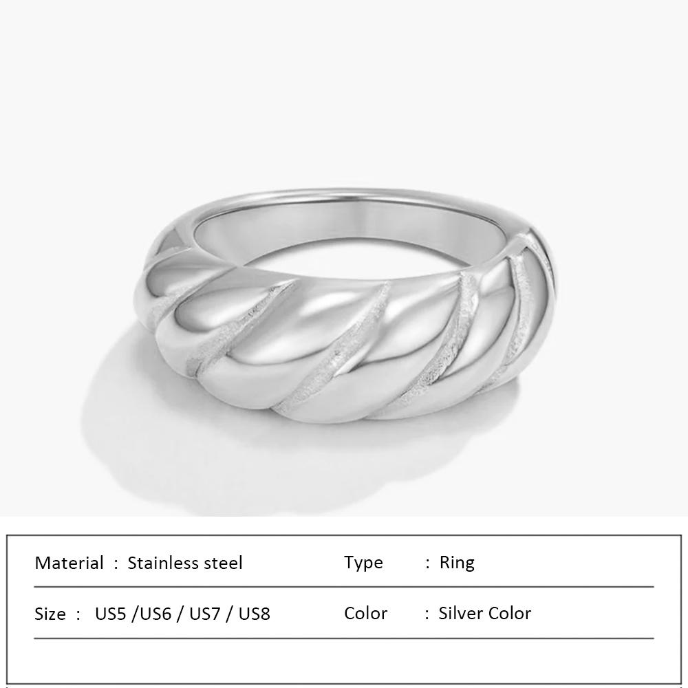 Waterproof Stainless Steel Ring for Women Non-fading Heart Ring Stylish Metal Rings Simple New Jewelry