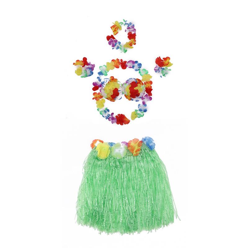 Children's Hawaiian Grass Skirt Costume Set - 6 Pieces, 40cm