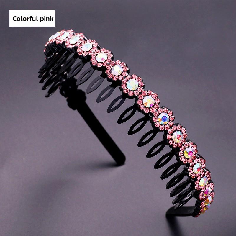 Women's Rhinestone Teeth Headband, Non-Slip Hairpin & Clip for Face Washing