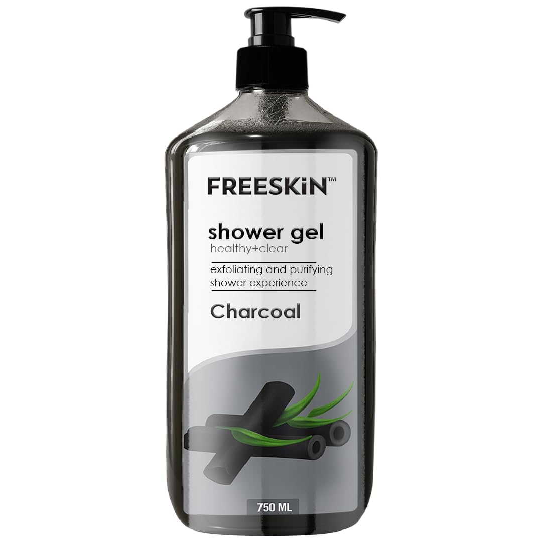 

Freeskin Charcoal Shower Gel-750ml Healthy + Clear - Deep Detoxifying Body Wash with Activated Charcoal for Clear, Healthy Skin - Removes Impurit