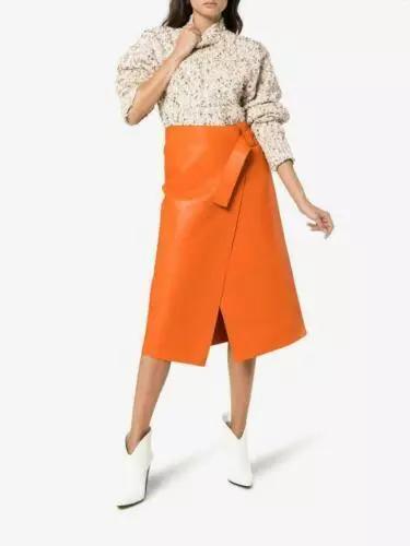 

Уникальная новая женская кожаная юбка из натуральной овчины, дизайнерская, модная, стильная 2XL оранжевый