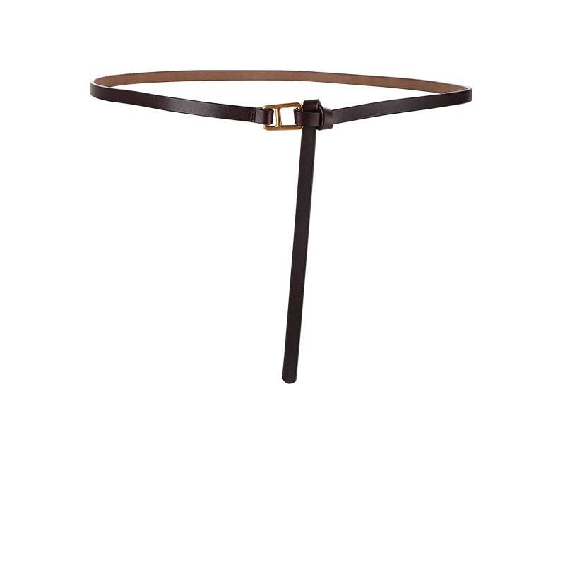 Genuine Leather Womens Slim Belt With Metal Buckle For Office And Casual Wear